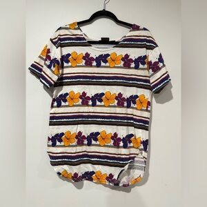 Woolrich Cotton Top Shirt Floral Multicolor 90s Coastal Hibiscus Tropical Small